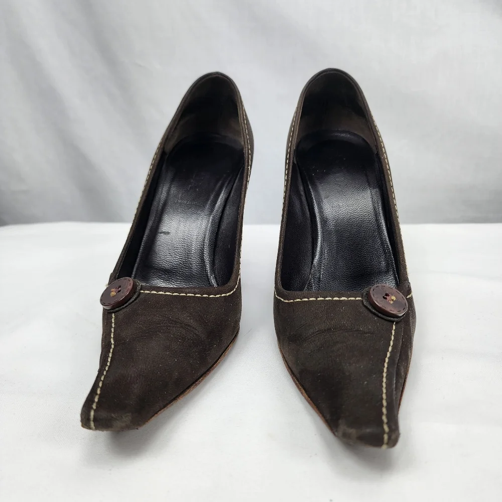 Prada Brown Leather Heels Women's Prada Size 36 US 6 - Picture 9 of 9